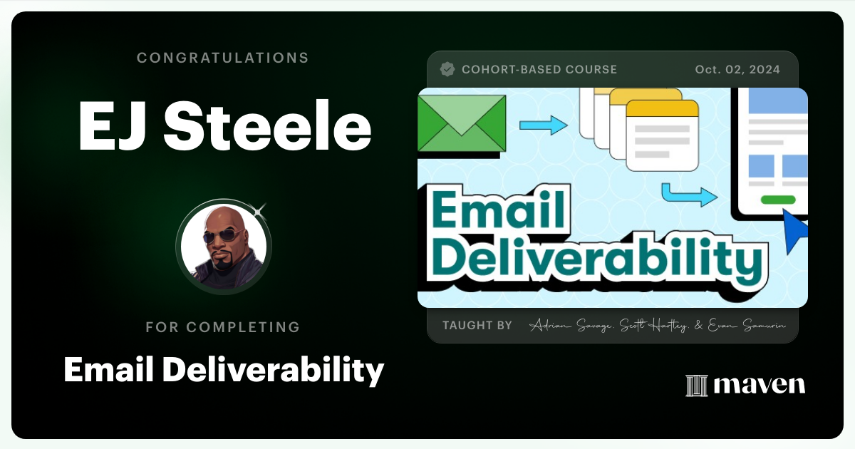 Certificate of Completion for Email Deliverability