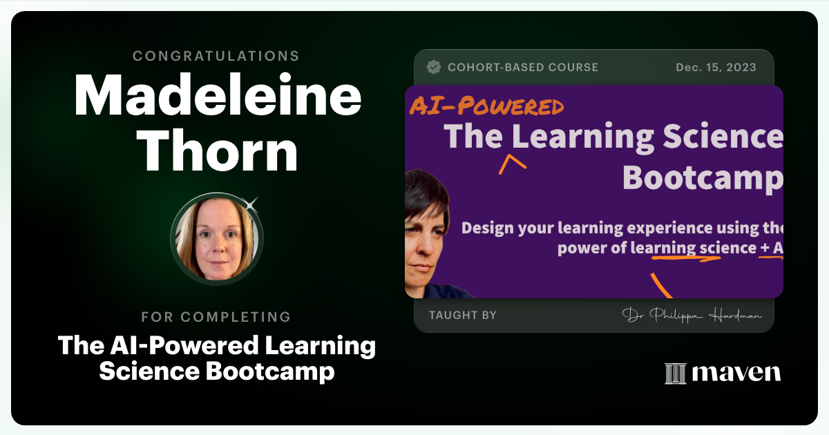 Certificate of Completion for The AI Bootcamp for L&D