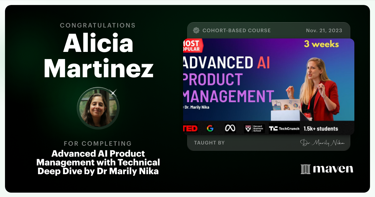 Certificate of Completion for Advanced AI Product Leadership Certification