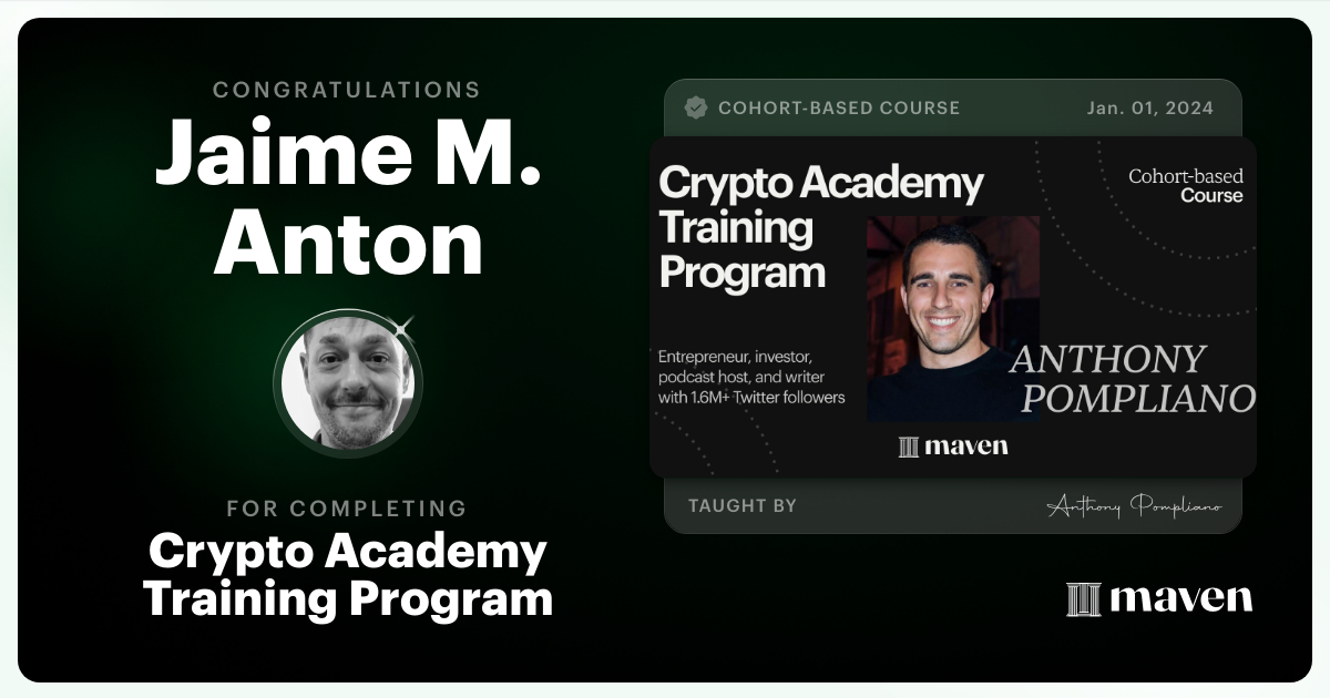 Certificate of Completion for Crypto Academy Training Program