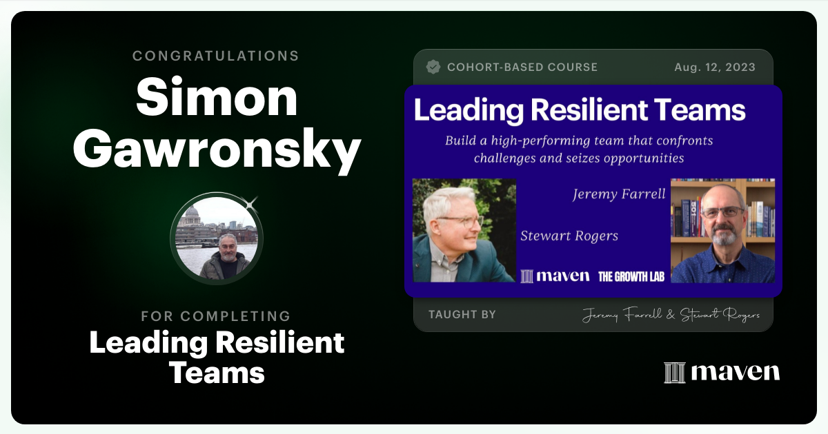 Certificate of Completion for How to Build and Lead Resilient Teams