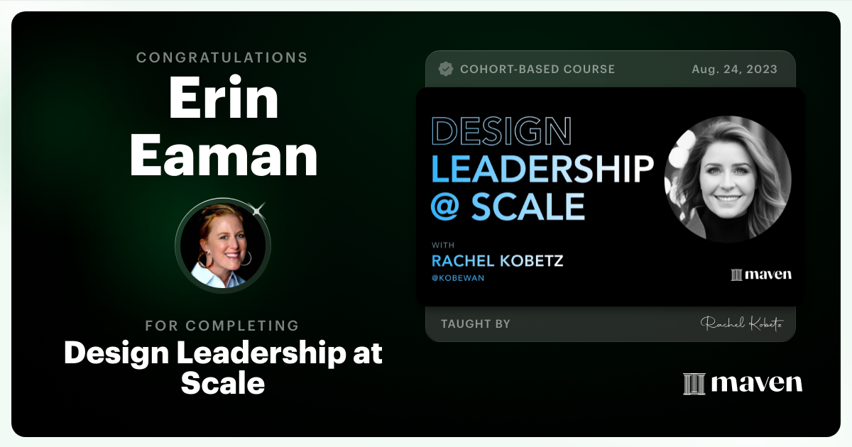 Certificate of Completion for Design Leadership at Scale: Executive