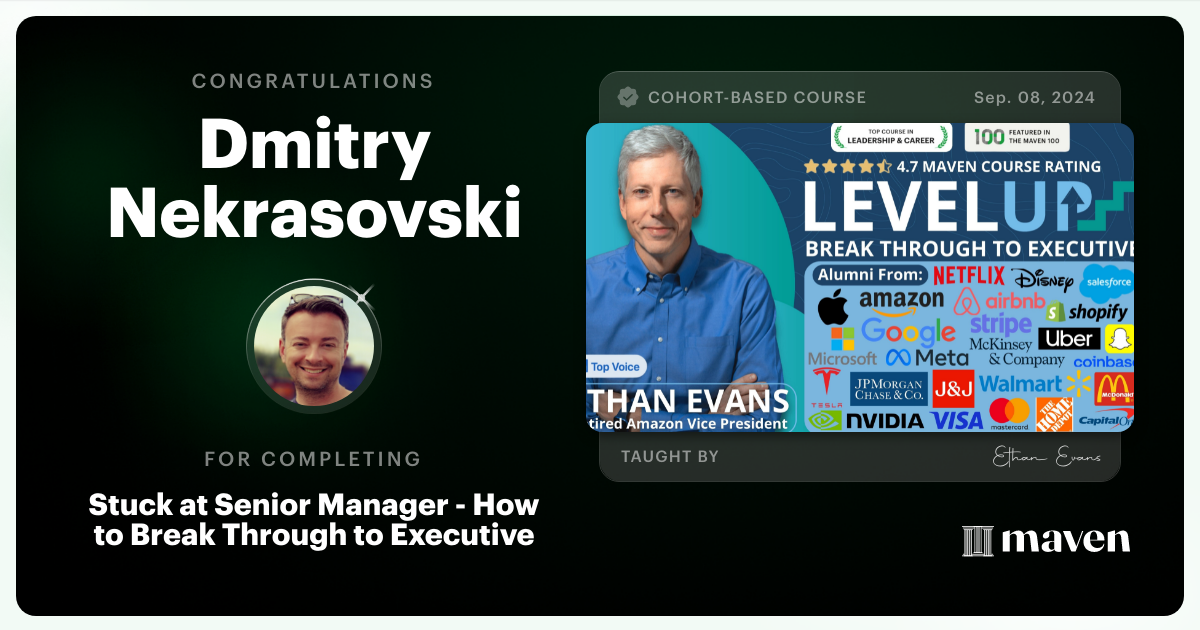 Certificate of Completion for Beyond Senior Manager - Break Through to Strategic Executive