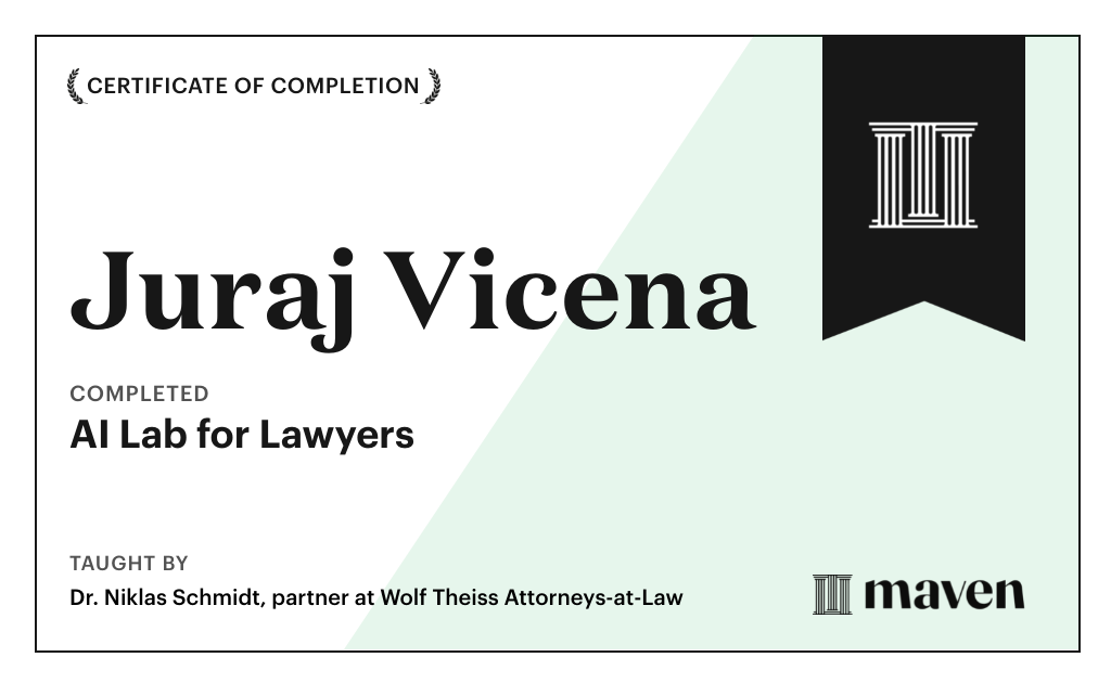 Certificate for AI Lab for Lawyers