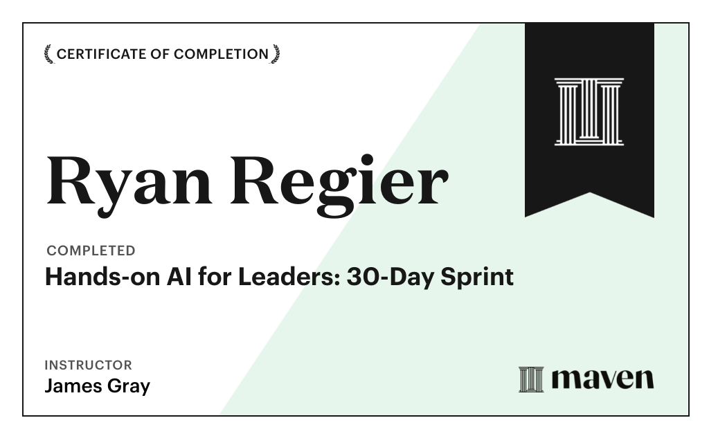 Certificate for Hands-on Agentic AI for Leaders