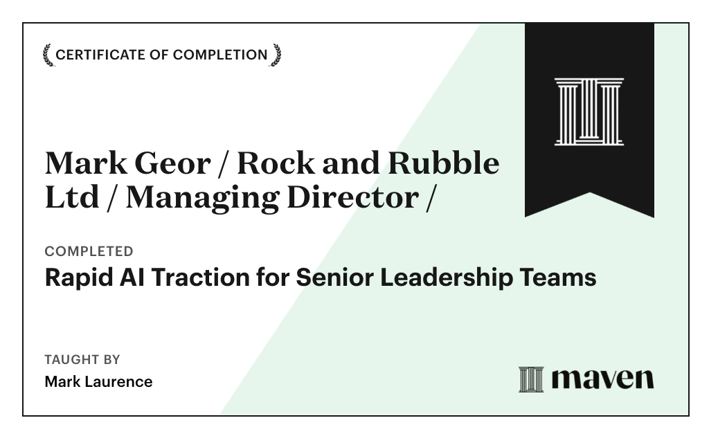Certificate for Rapid AI Traction for Senior Leadership Teams