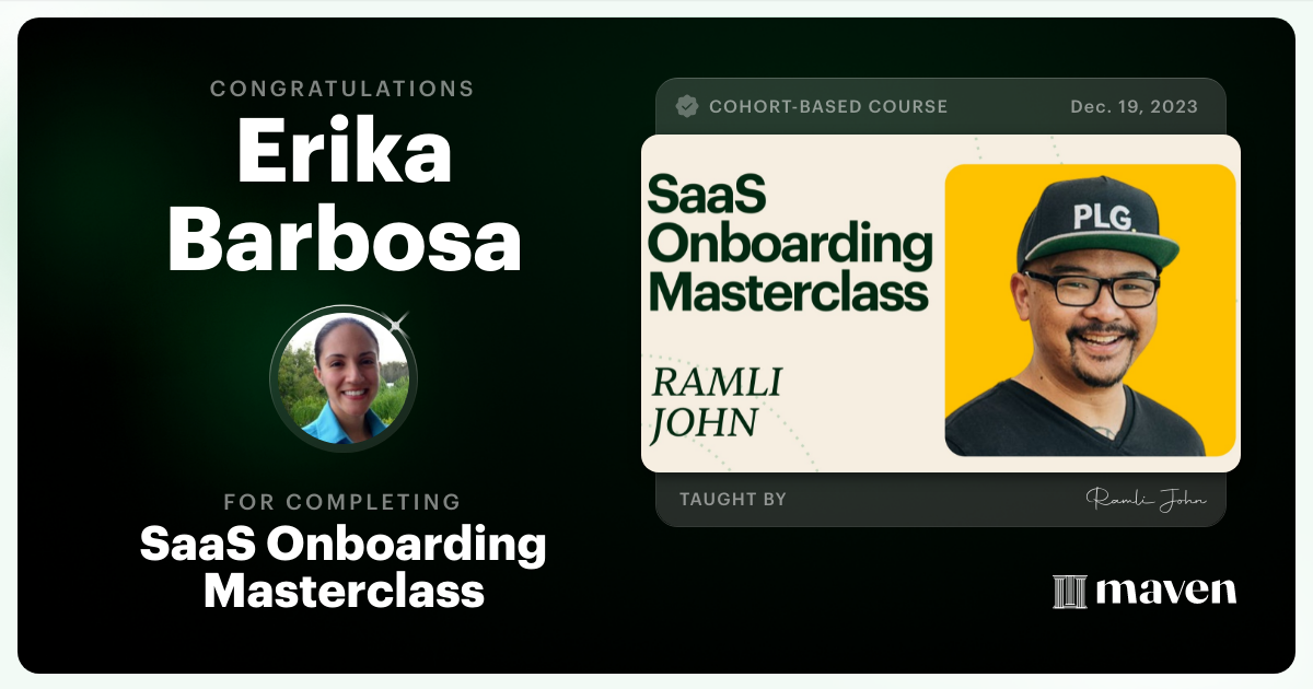 Certificate of Completion for Product Onboarding Masterclass
