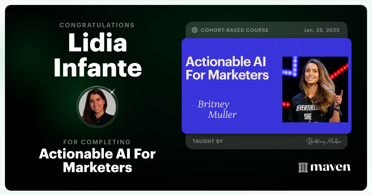 Certificate of Completion for Actionable AI For Marketers