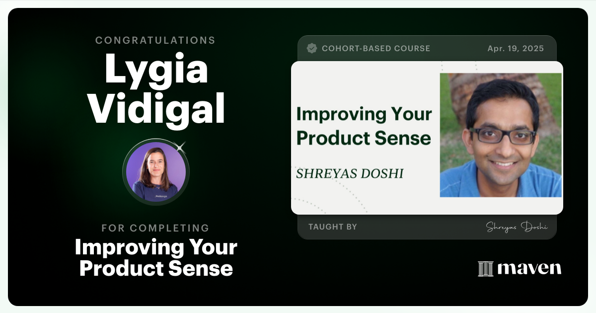 Certificate of Completion for World-class Product Sense in Practice
