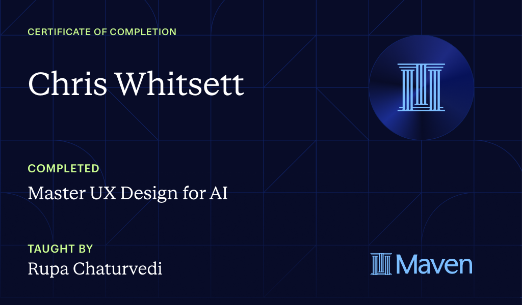 Certificate for Master UX Design for AI