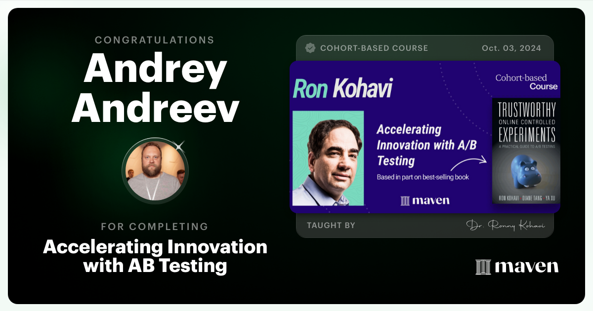 Certificate of Completion for Accelerating Innovation with A/B Testing