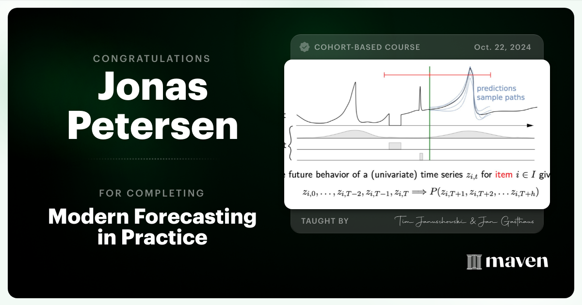 Certificate of Completion for Modern Forecasting in Practice