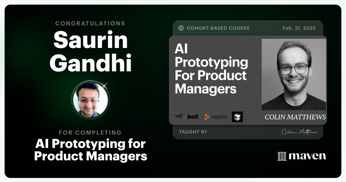Certificate of Completion for AI Prototyping for Product Managers