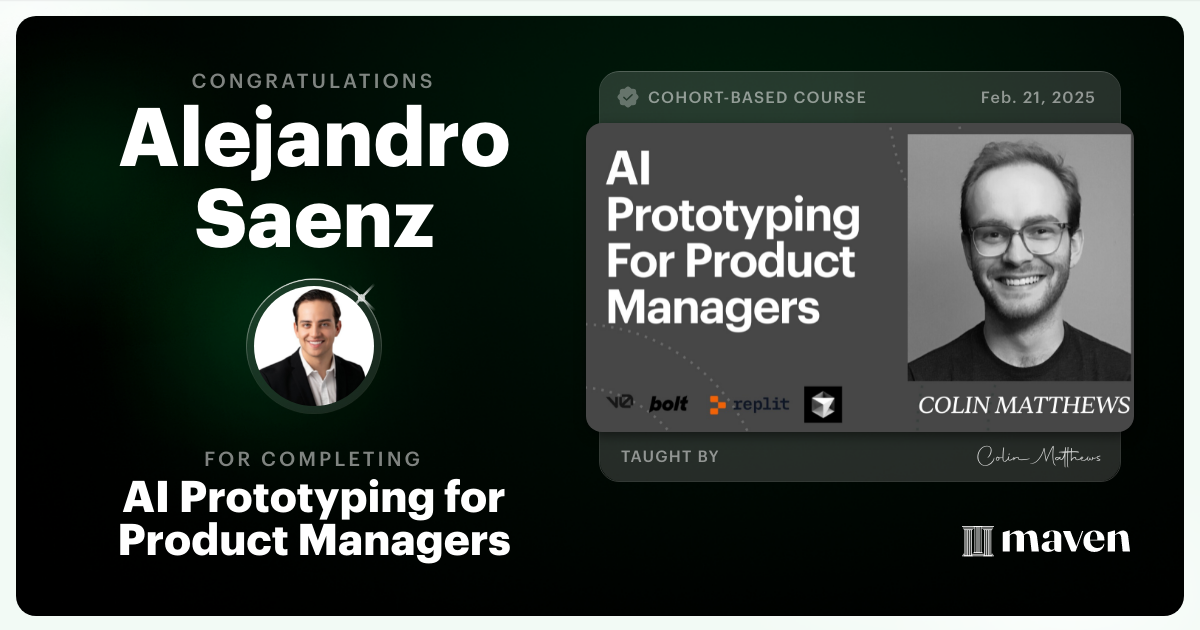 Certificate of Completion for AI Prototyping for Product Managers