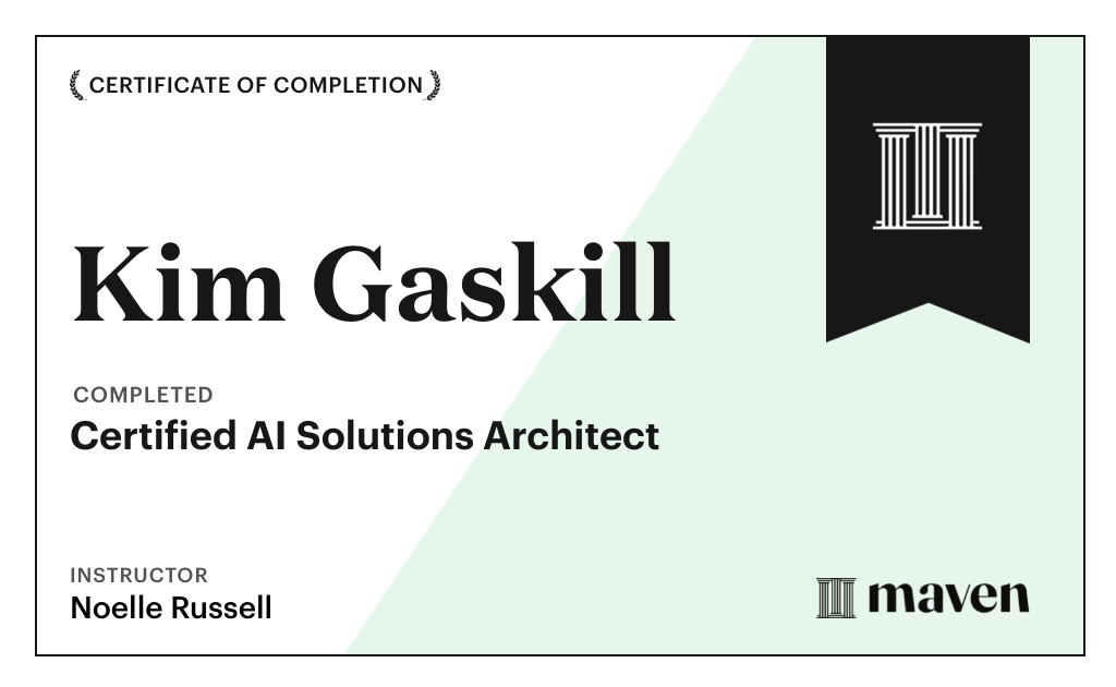 Certificate for Certified AI Solutions Architect