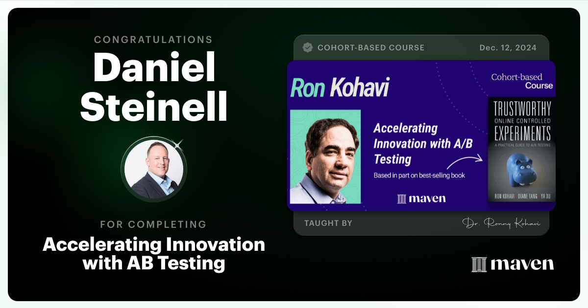Certificate of Completion for Accelerating Innovation with A/B Testing
