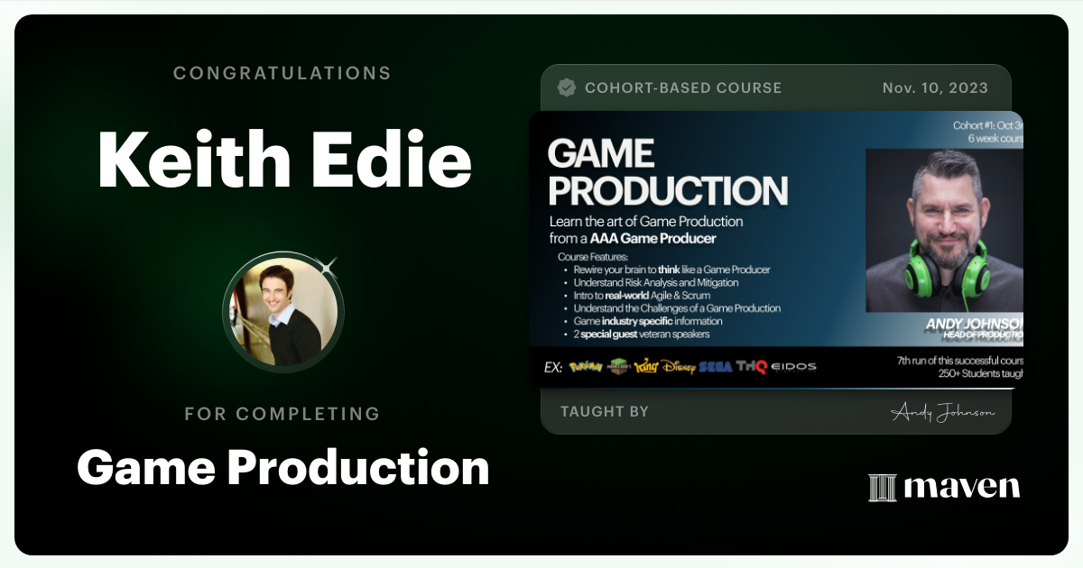 Certificate of Completion for Game Production