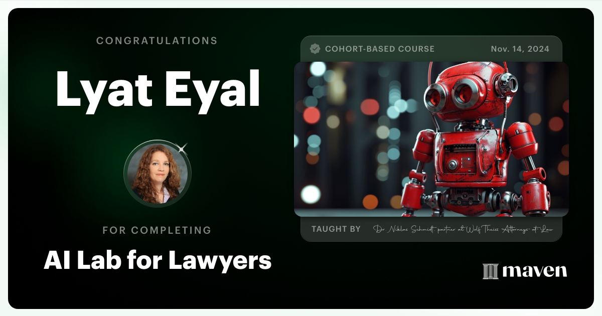 Certificate of Completion for AI Lab for Lawyers