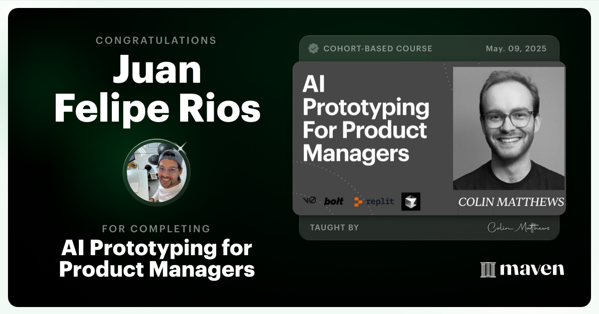 Certificate of Completion for AI Prototyping for Product Managers