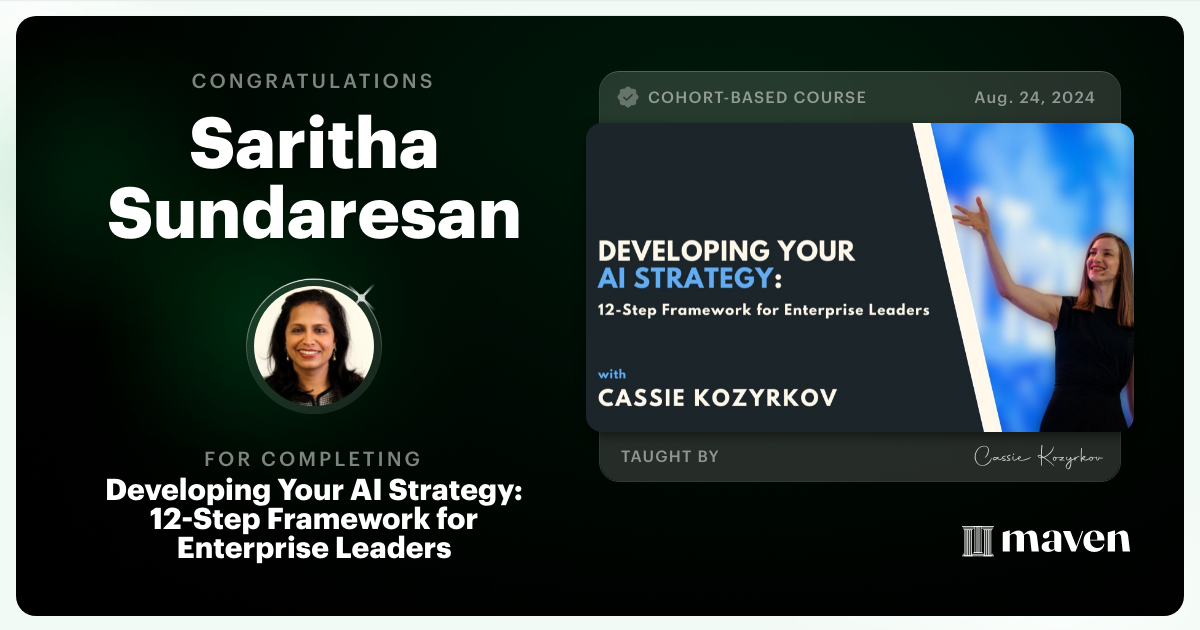 Certificate of Completion for Developing Your AI Strategy: A Framework for Leadership