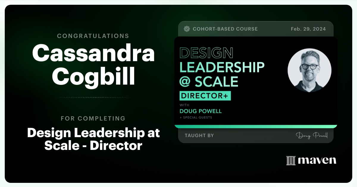 Certificate of Completion for Design Leadership at Scale: Director
