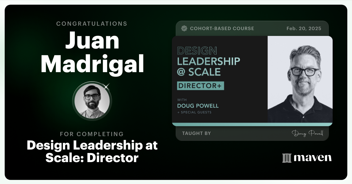 Certificate of Completion for Design Leadership at Scale: Director