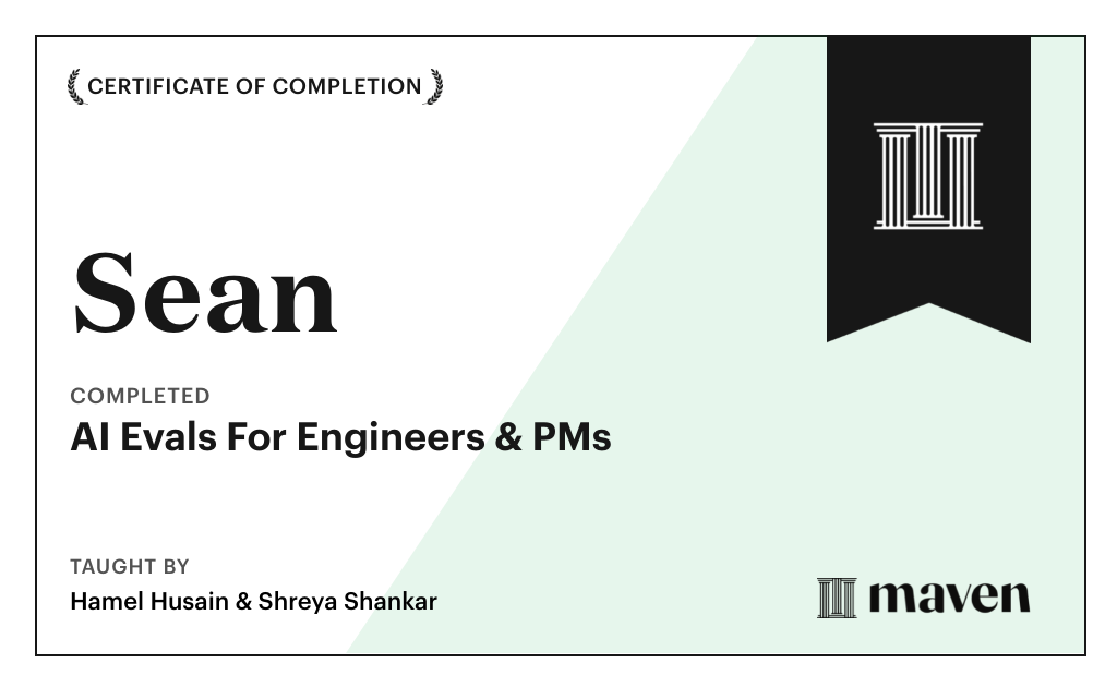 Certificate for AI Evals For Engineers & PMs