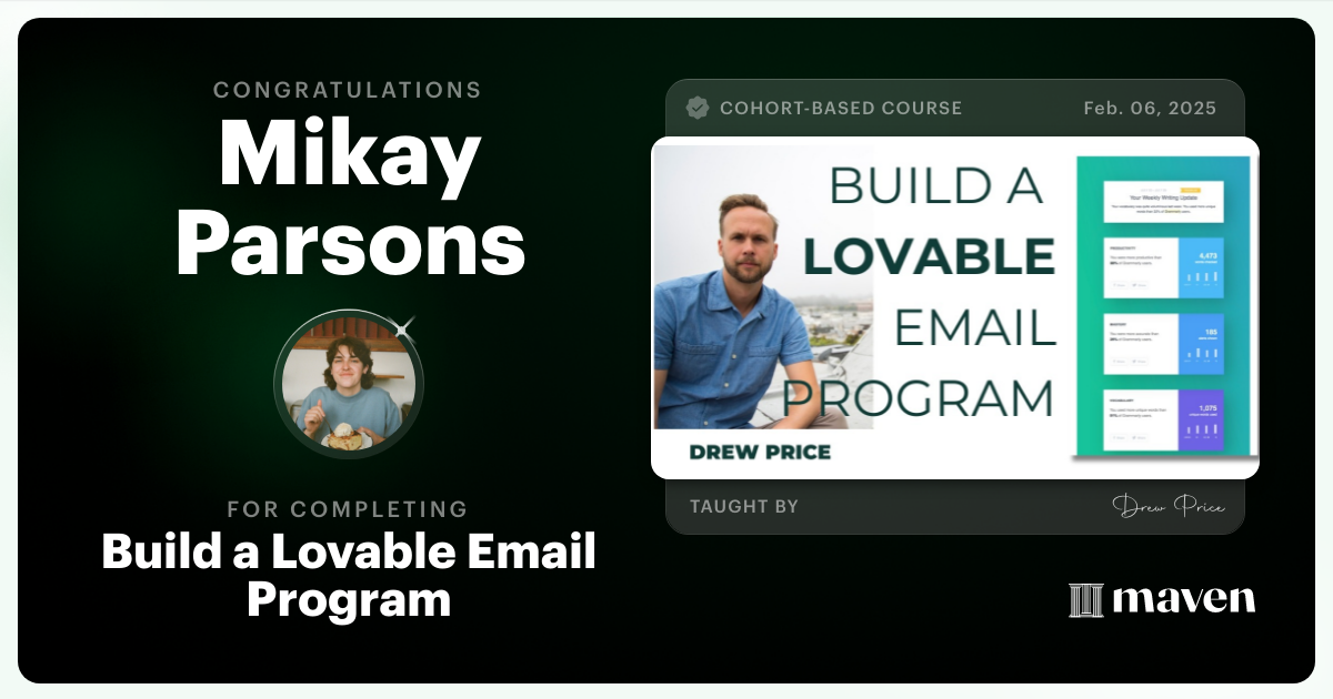 Certificate of Completion for Build a Lovable Email Program