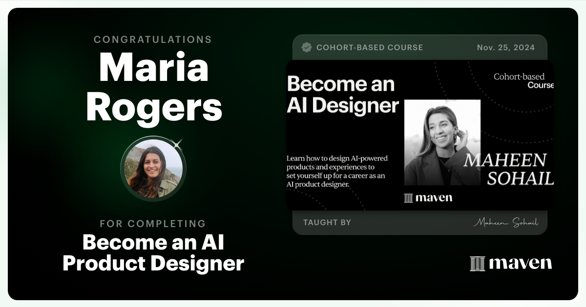 Certificate of Completion for Become an AI Product Designer