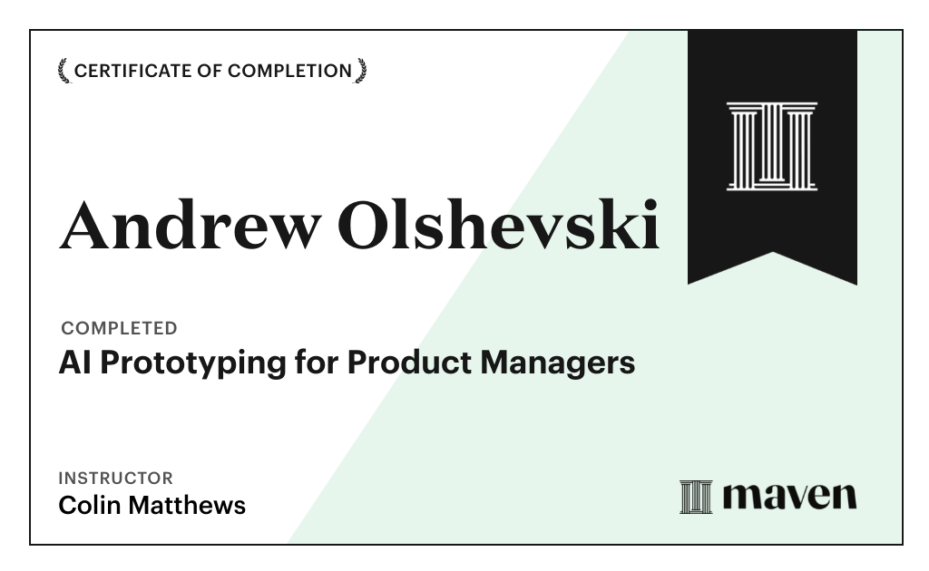 Certificate for AI Prototyping for Product Managers