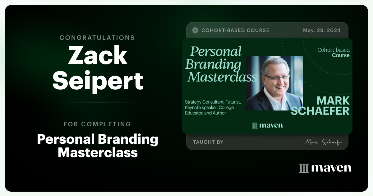 Certificate of Completion for Personal Branding Masterclass