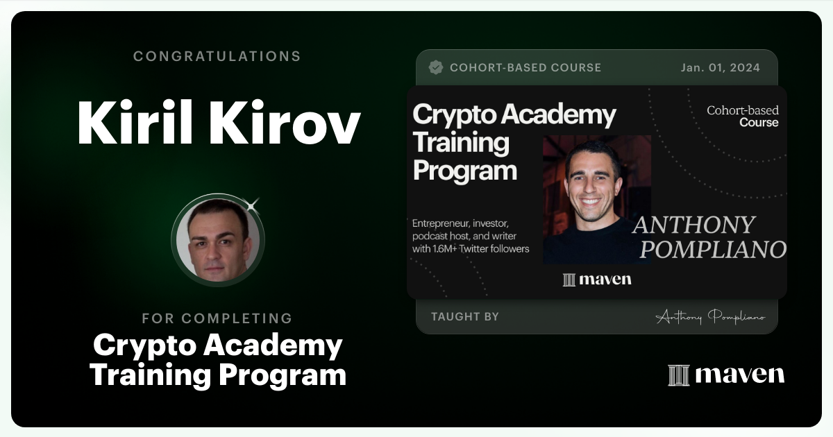 Certificate of Completion for Crypto Academy Training Program