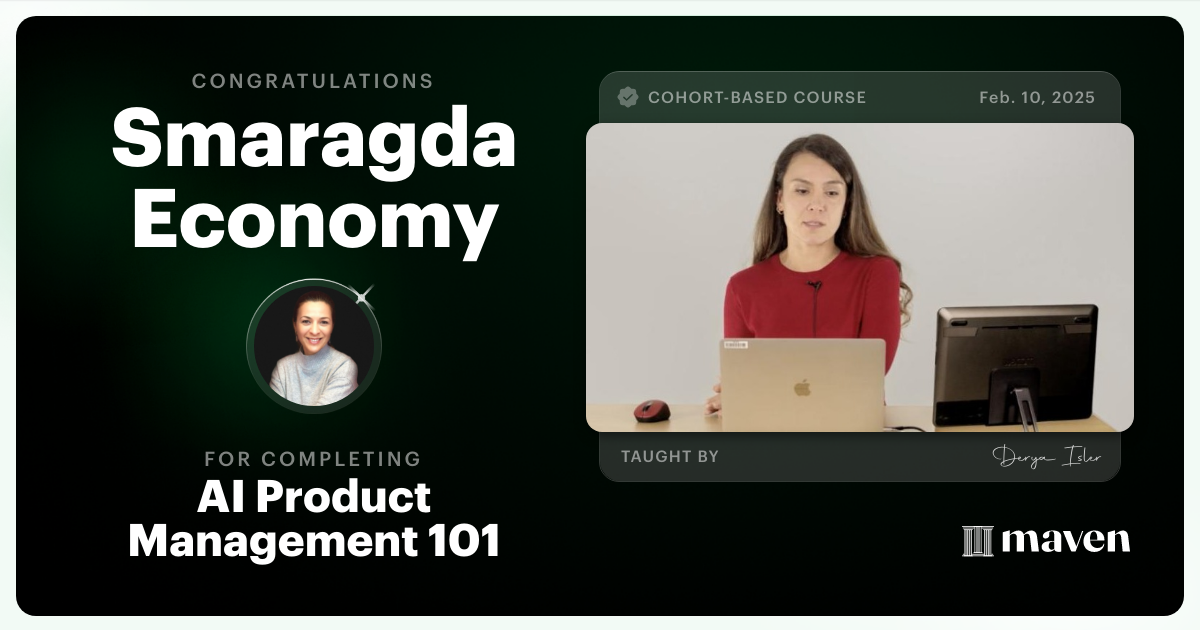 Certificate of Completion for AI Product Management Certification