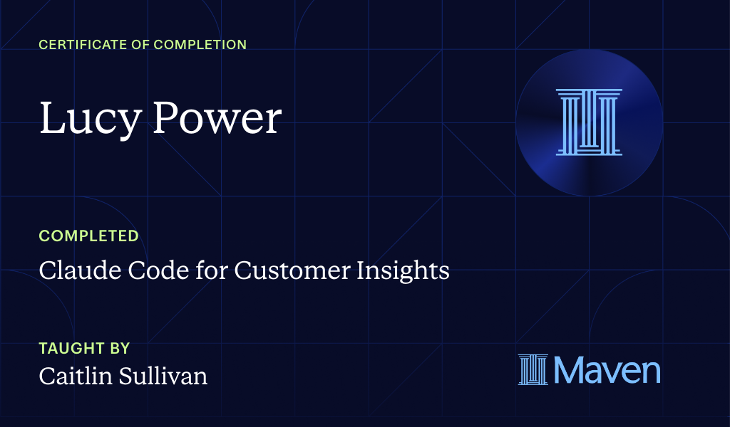 Certificate for Claude Code for Customer Insights
