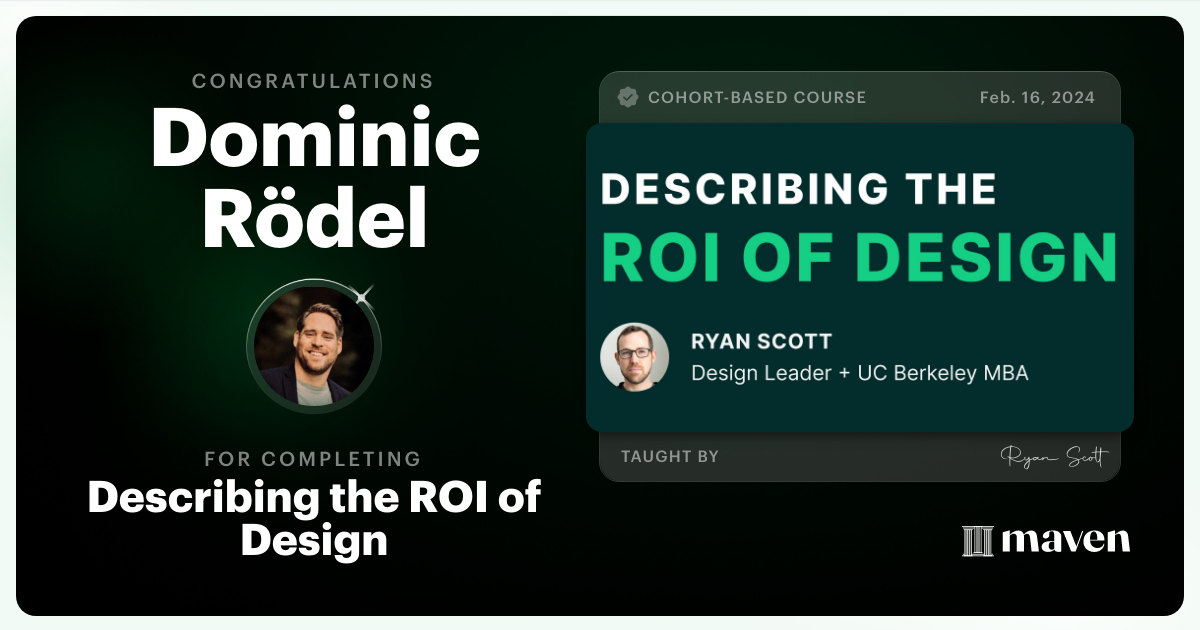 Certificate of Completion for Describing the ROI of Design