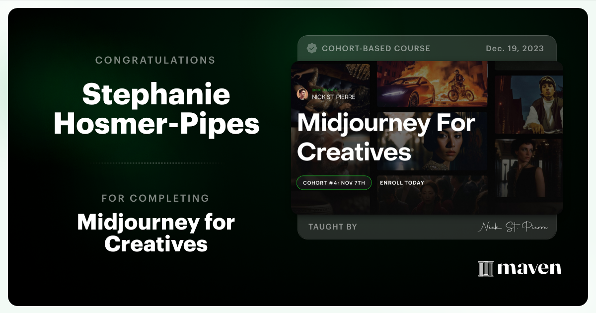 Certificate of Completion for Midjourney for Creatives