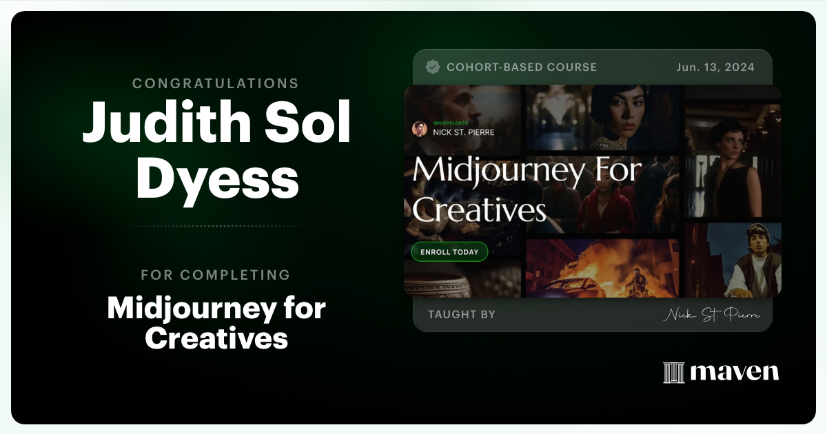 Certificate of Completion for Midjourney for Creatives