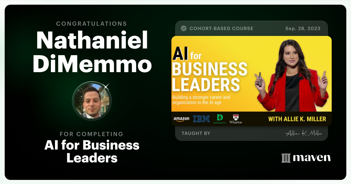 Certificate of Completion for AI for Business Leaders