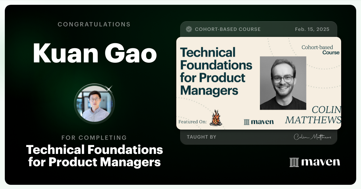 Certificate of Completion for Technical Foundations for Product Managers