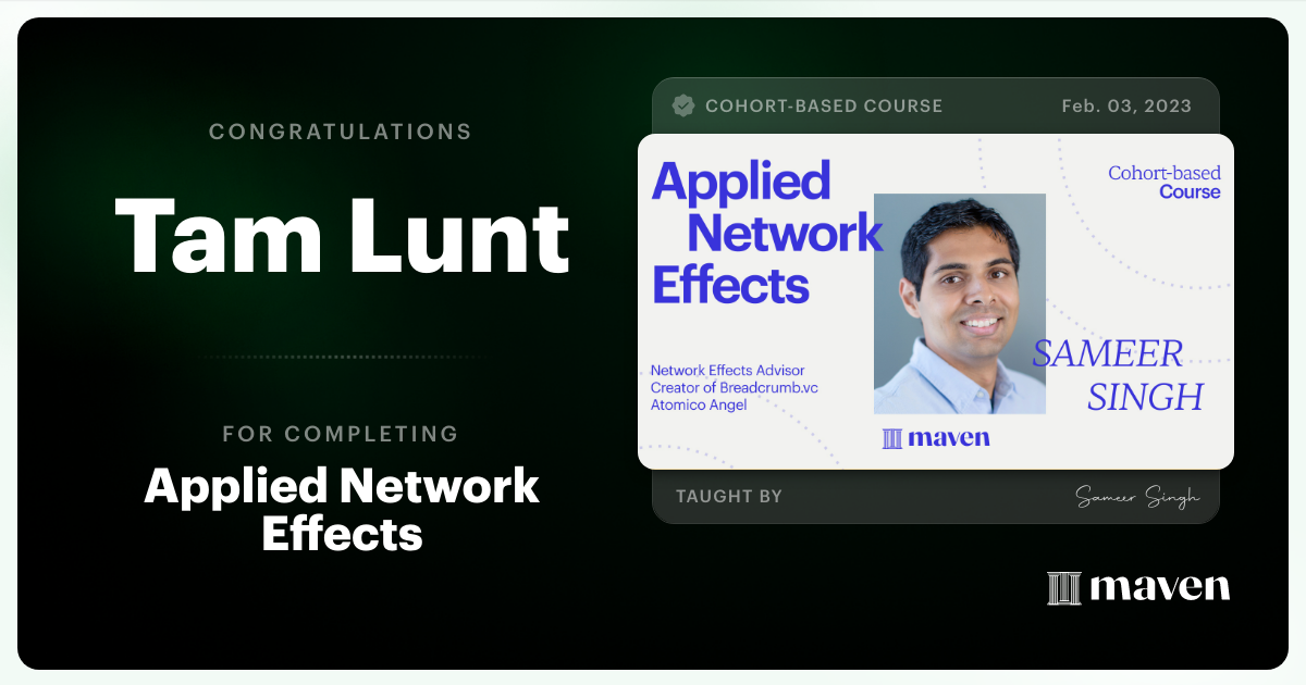 Certificate of Completion for Applied Network Effects