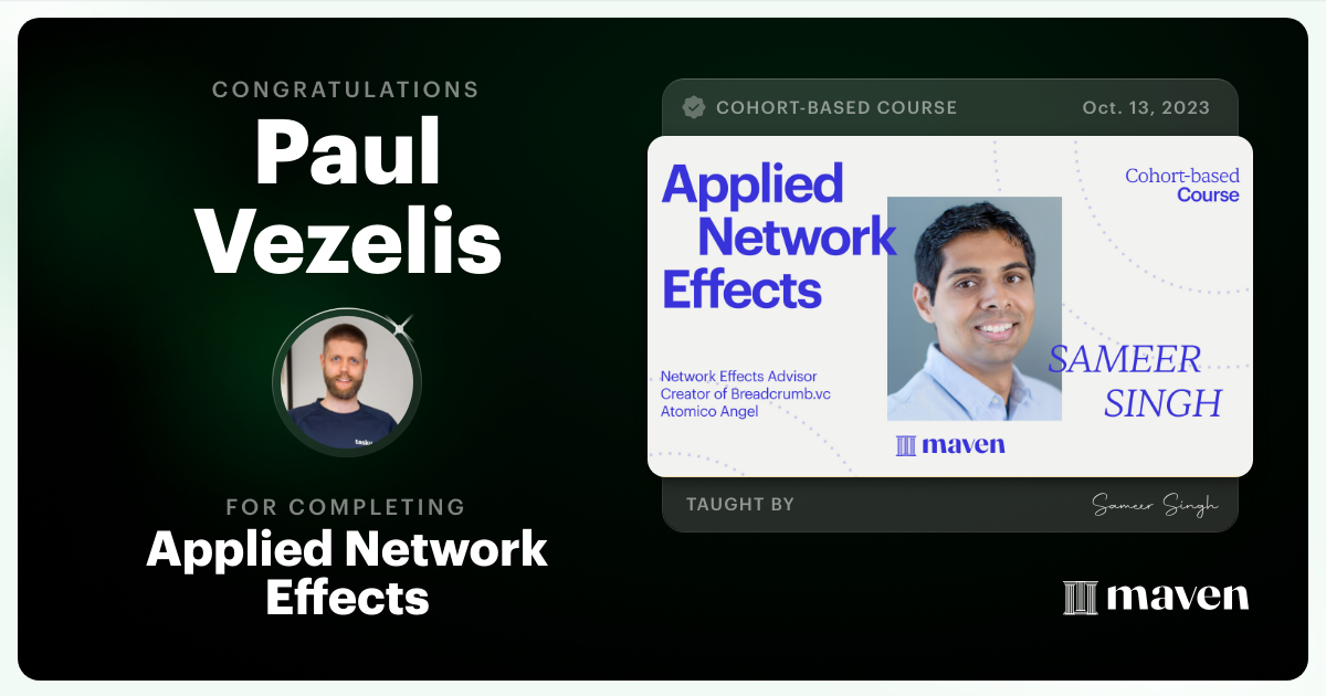 Certificate of Completion for Applied Network Effects