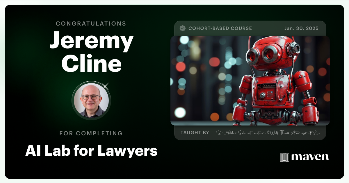 Certificate of Completion for AI Lab for Lawyers