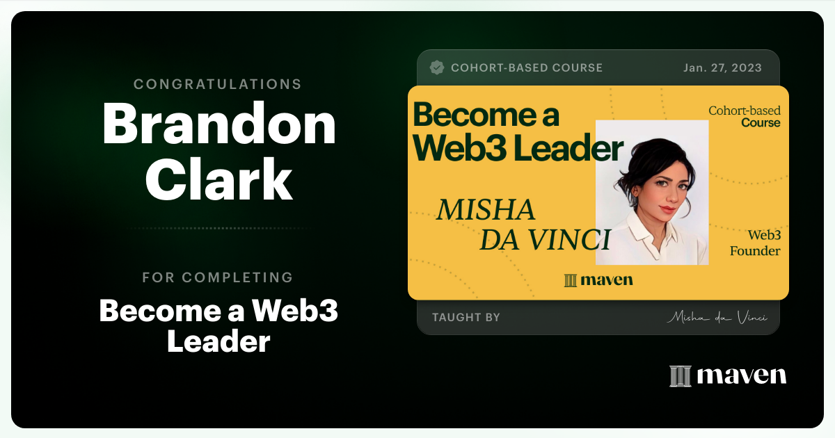 Certificate of Completion for Become a Web3 x AI Leader