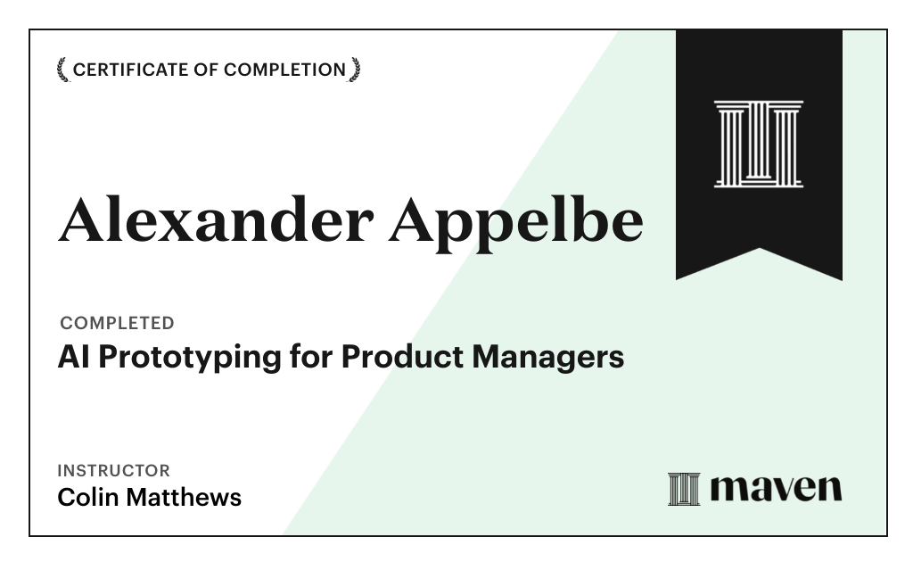 Certificate for AI Prototyping for Product Managers
