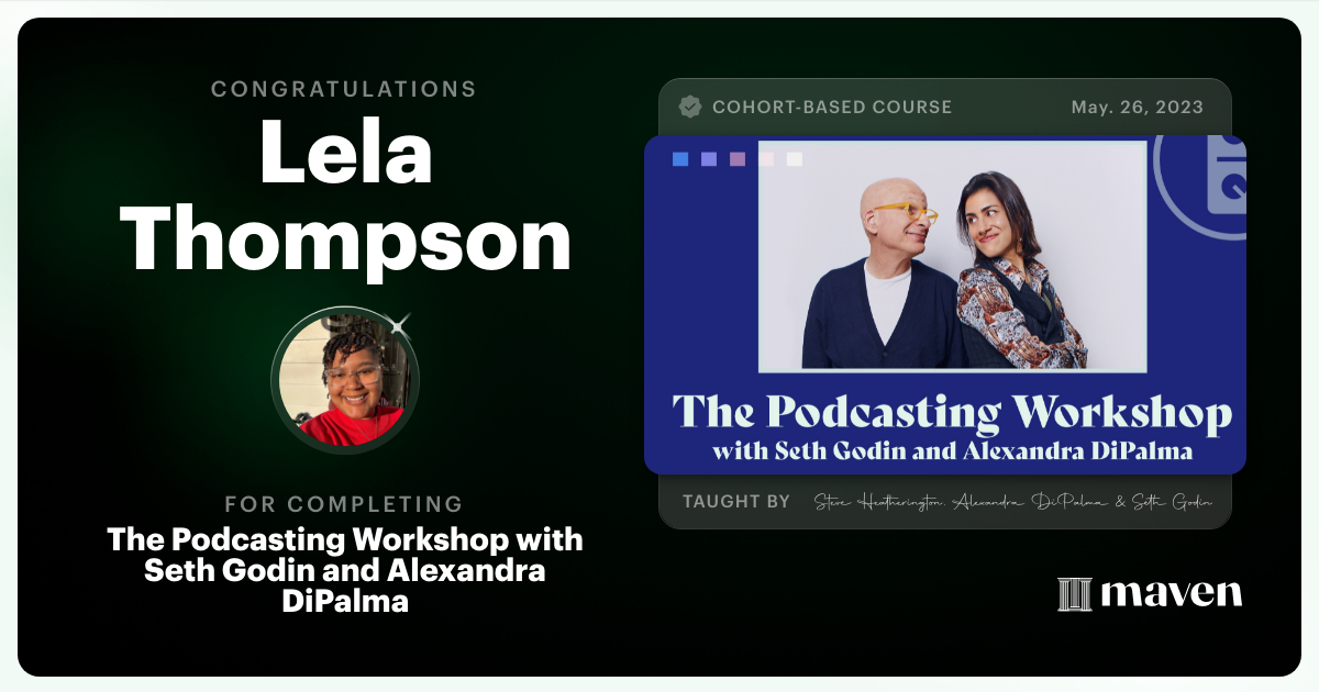 Certificate of Completion for The Podcasting Workshop