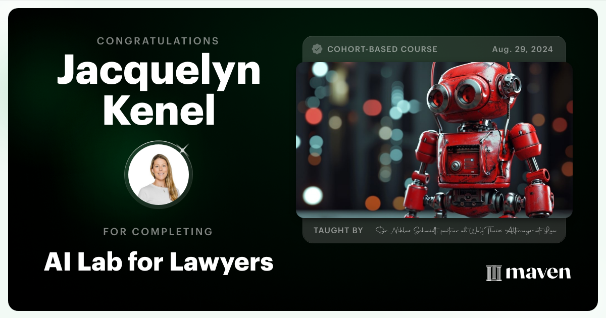 Certificate of Completion for AI Lab for Lawyers