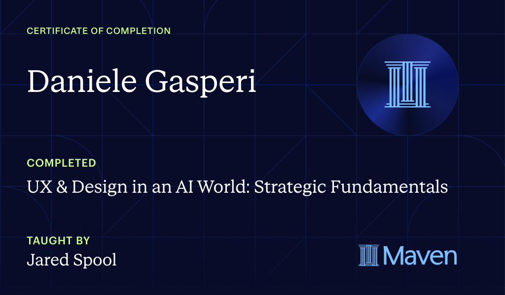 Certificate for UX & Design for Today's AI Functionality