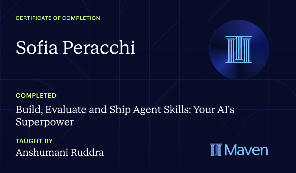 Certificate for Build, Evaluate and Ship Agent Skills: Your AI's Superpower