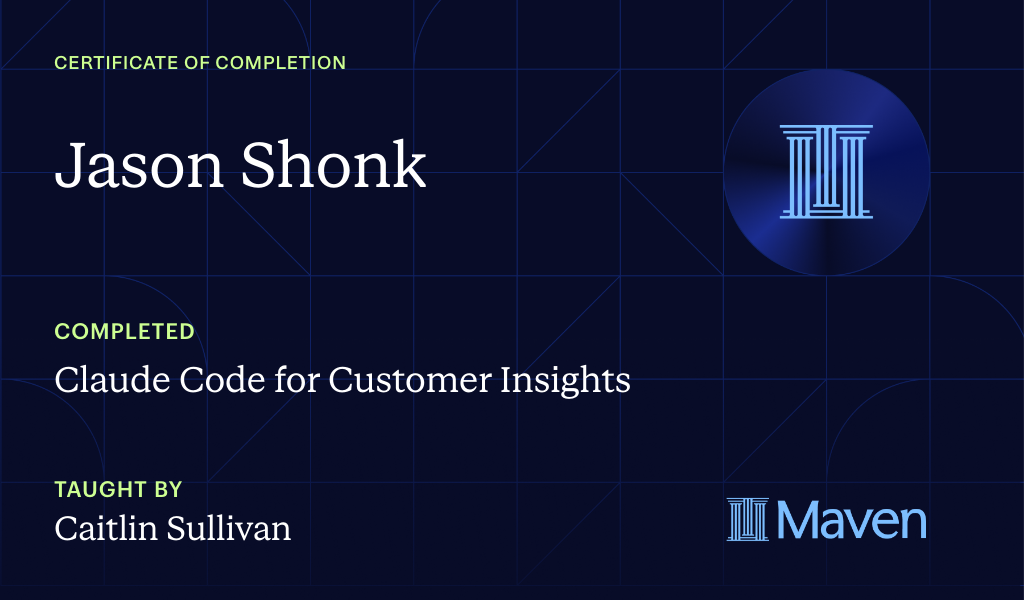 Certificate for Claude Code for Customer Insights