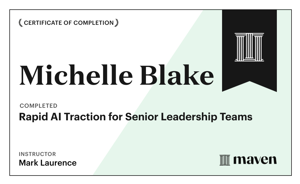 Certificate for Rapid AI Traction for Senior Leadership Teams